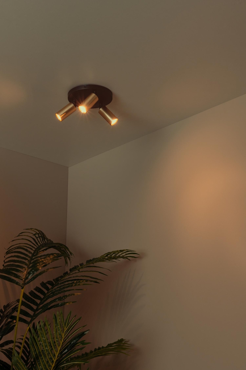 Lucide RITMO - Ceiling spotlight - Ø 18 cm - 3xGU10 (MR11) - Matt Gold / Brass